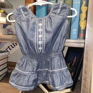 Childrens Place denim & white baby dress 6-9 month​